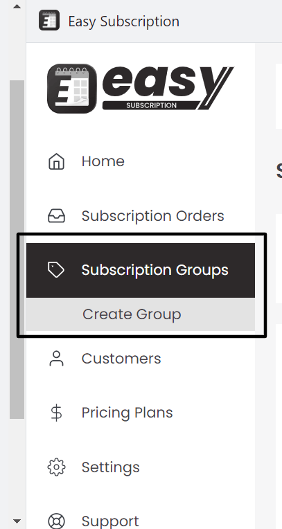 Creation of a new subscription plan group