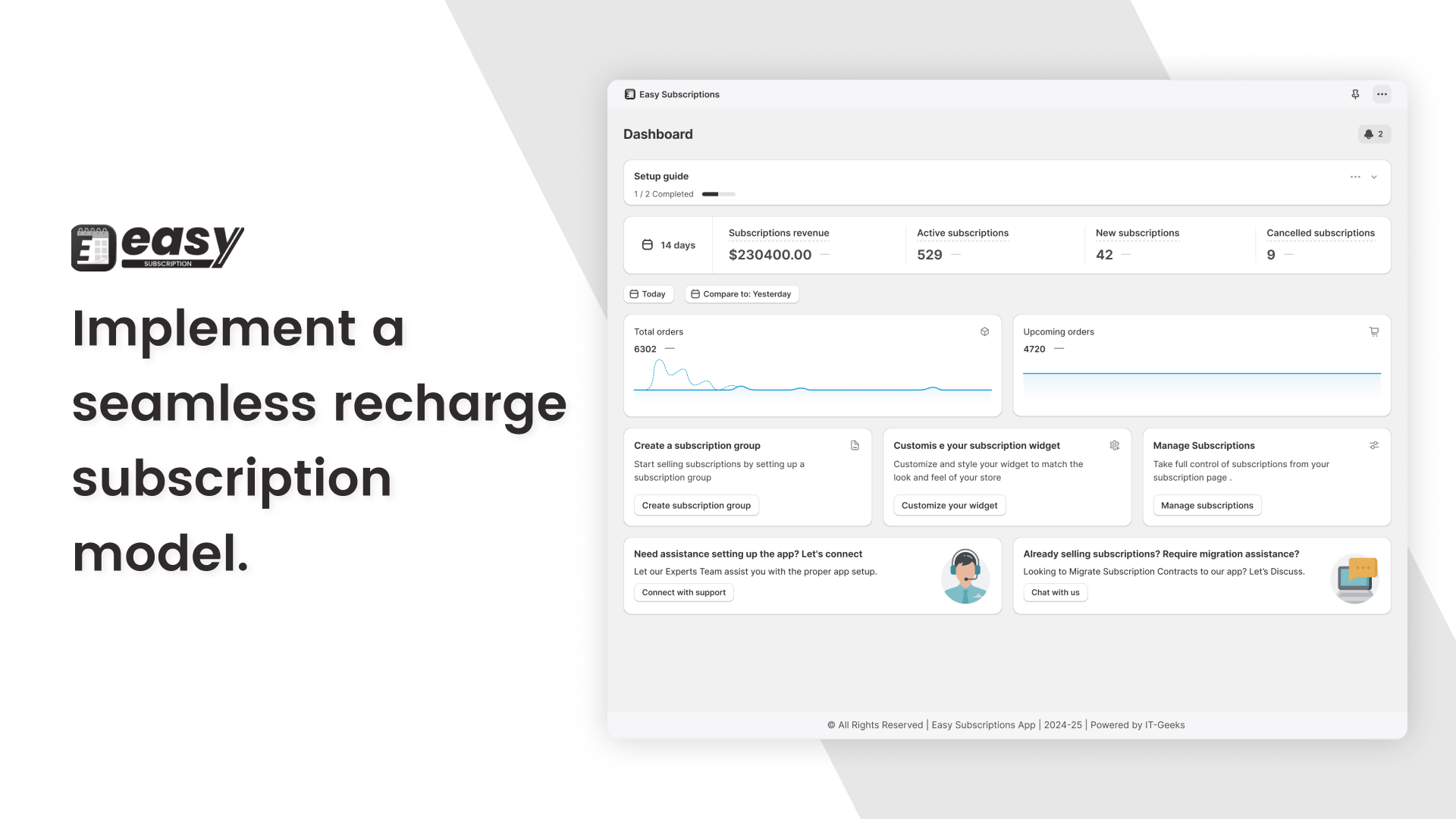 Implement a seamless recharge subscription model