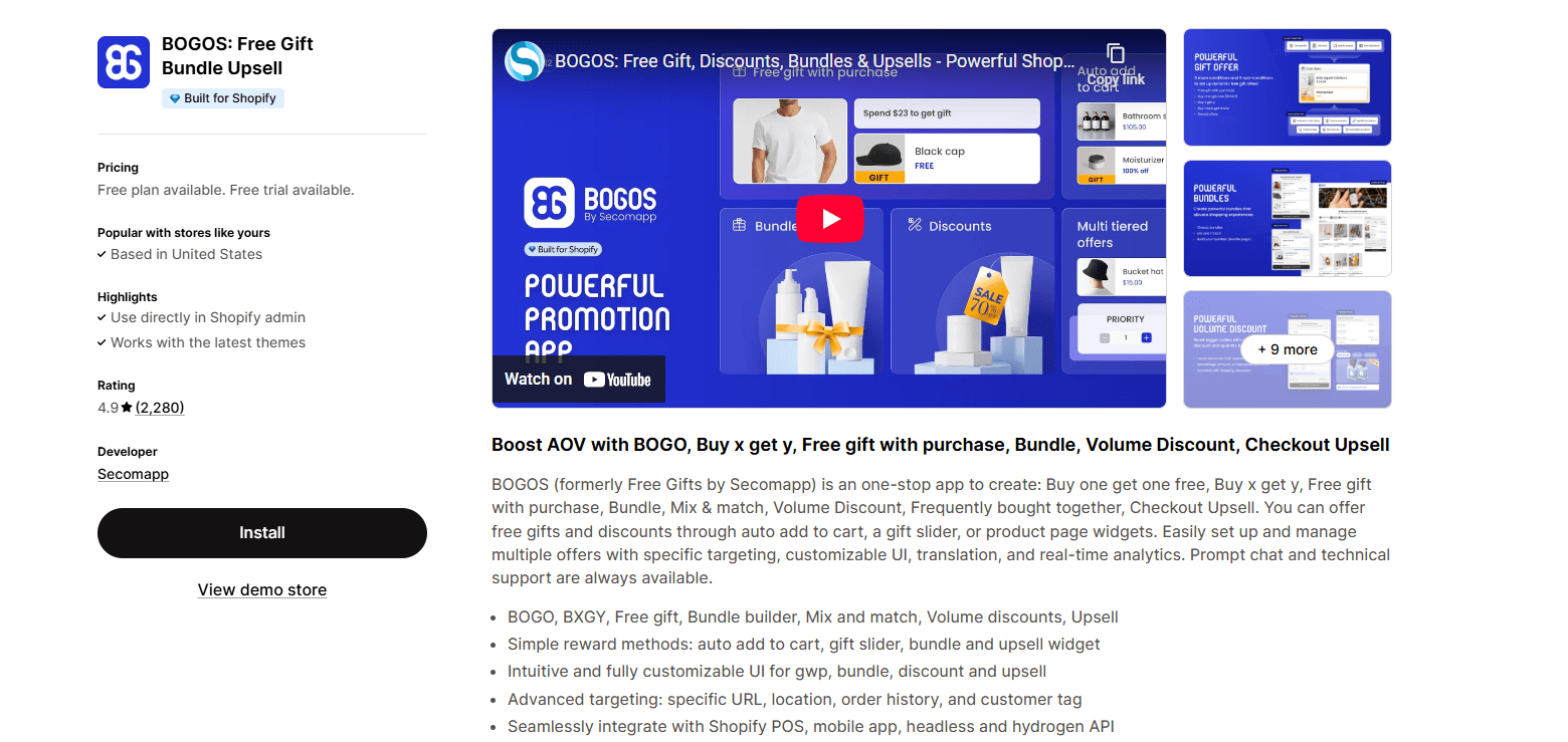 BOGOS: Free Gift Bundle Upsell