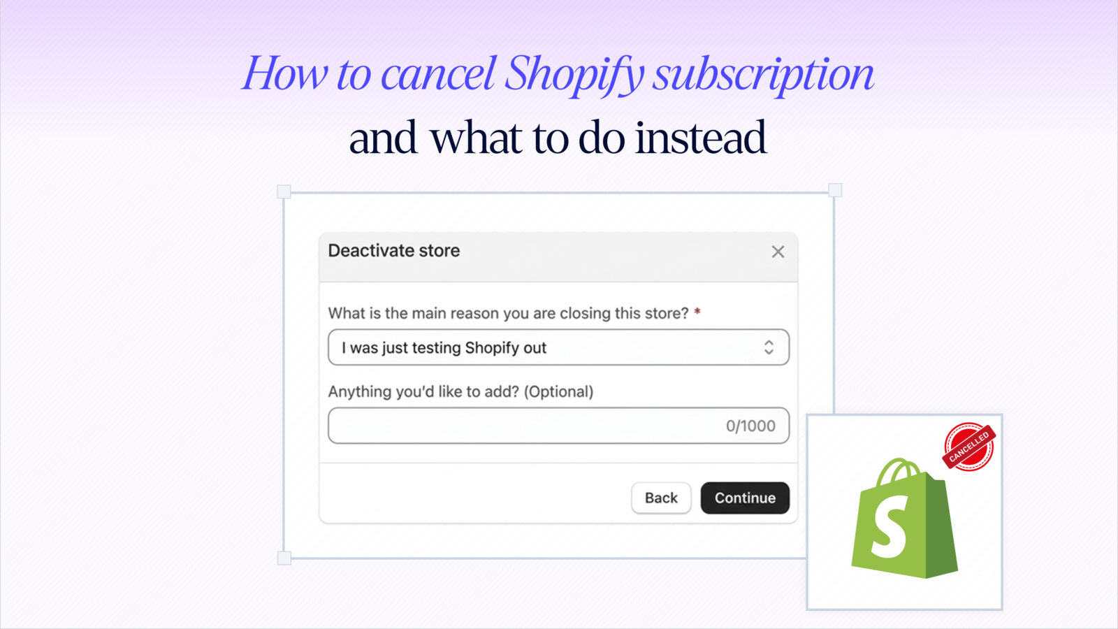How to cancel shopify Subscription