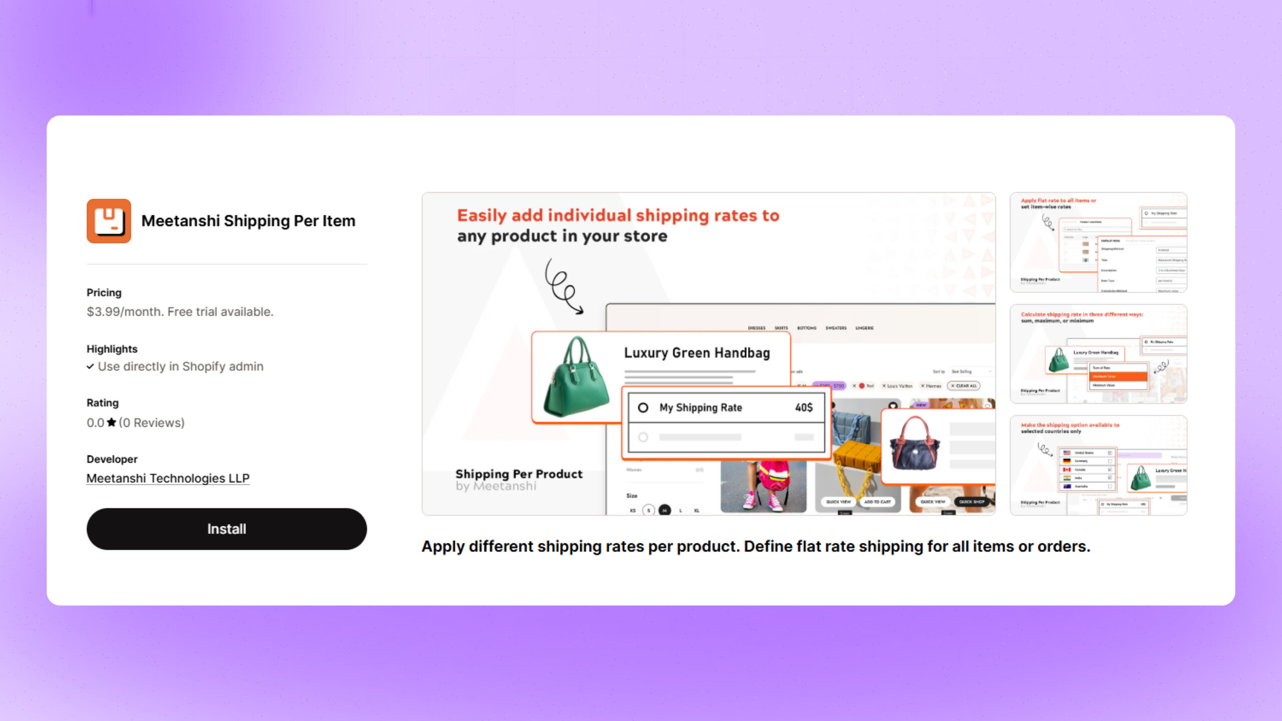 Meetanshi Shipping Per item