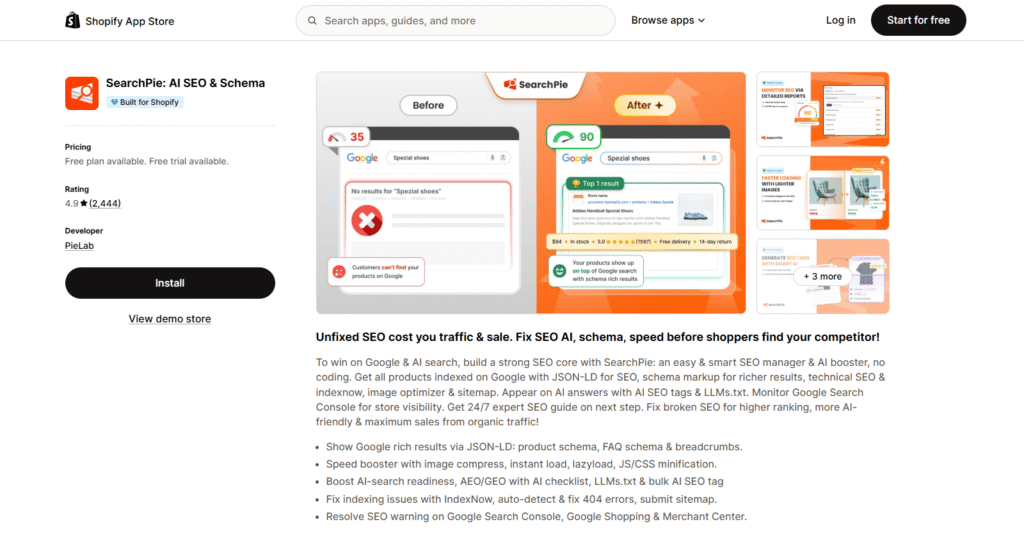 Searchpie: Best for Seo and Page Speed