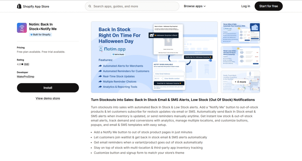 Notim: Best Back-In-Stock App for BFCM