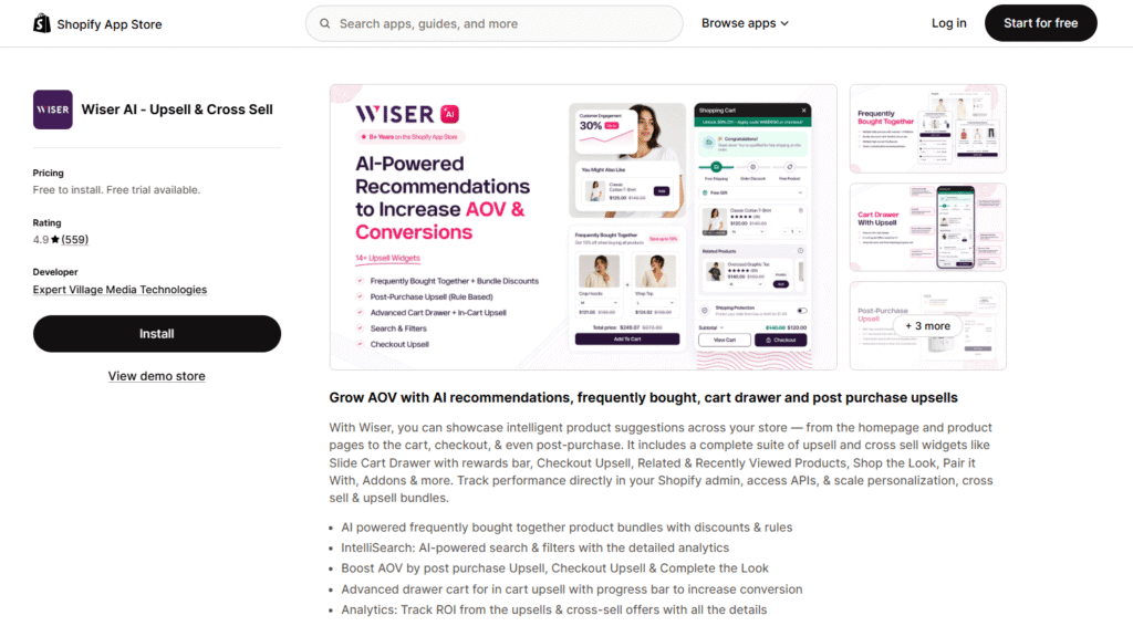 Wiser — AI Product Recommendations & Upsell