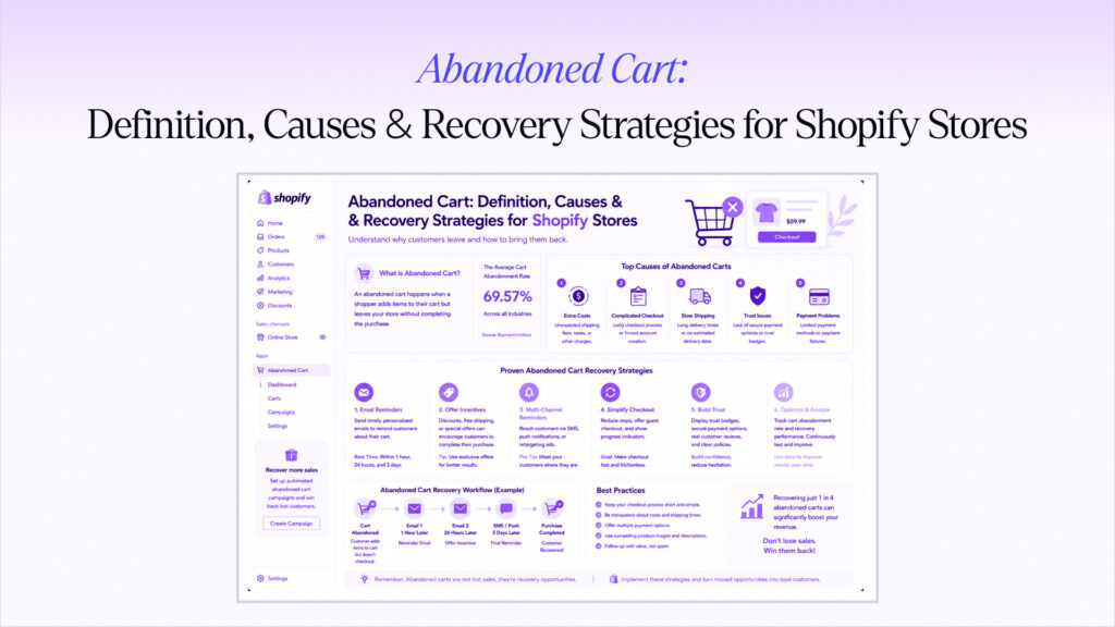Abandoned Cart: Definition, Causes & Recovery Strategies for Shopify Stores