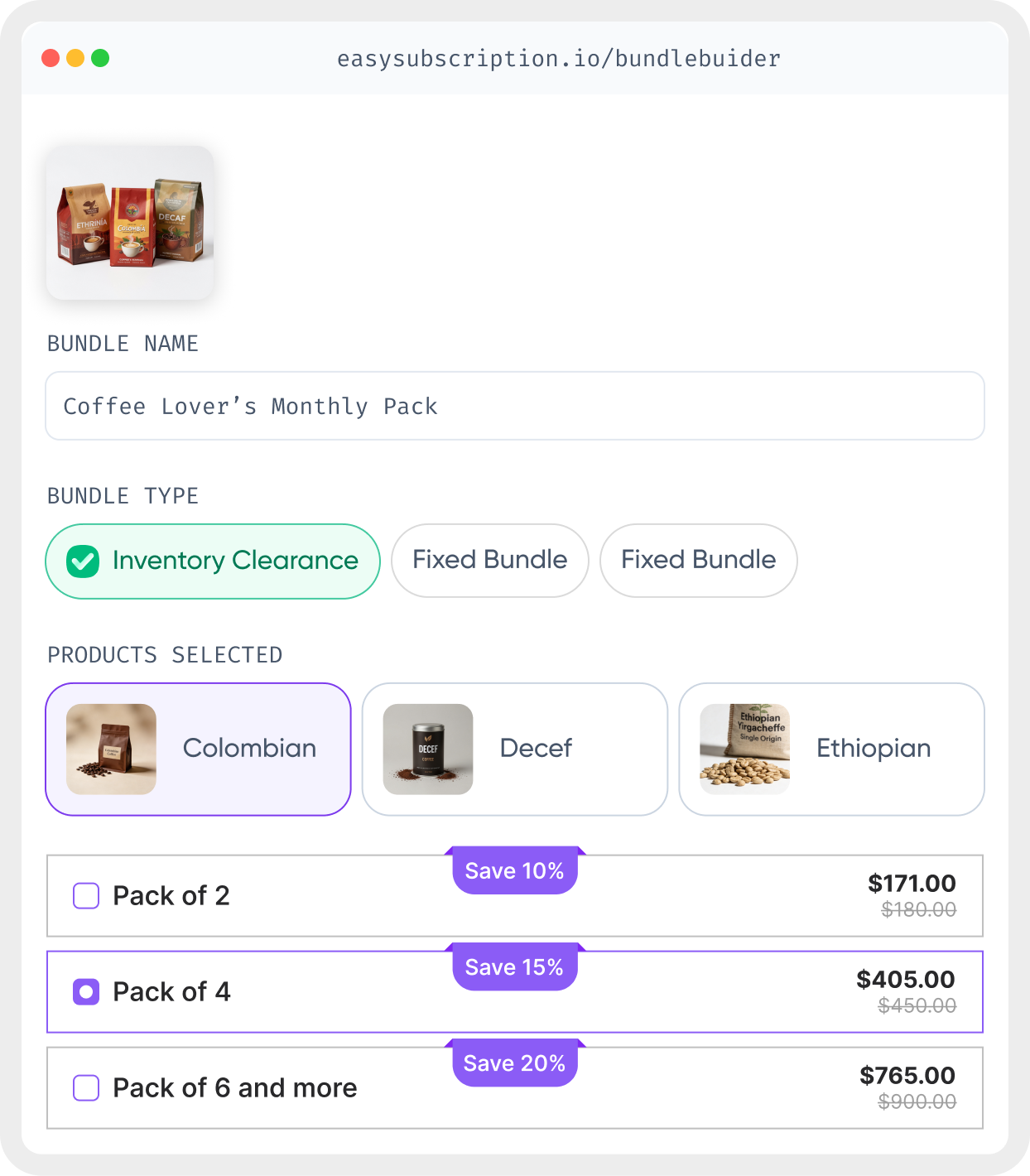 Bundle dashboard