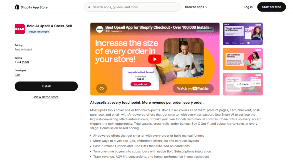 Bold AI Upsell & Cross-Sell (Best for Post-Purchase Funnels & AI Optimization)