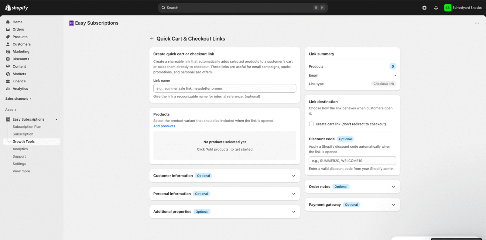 Quick Checkout Links