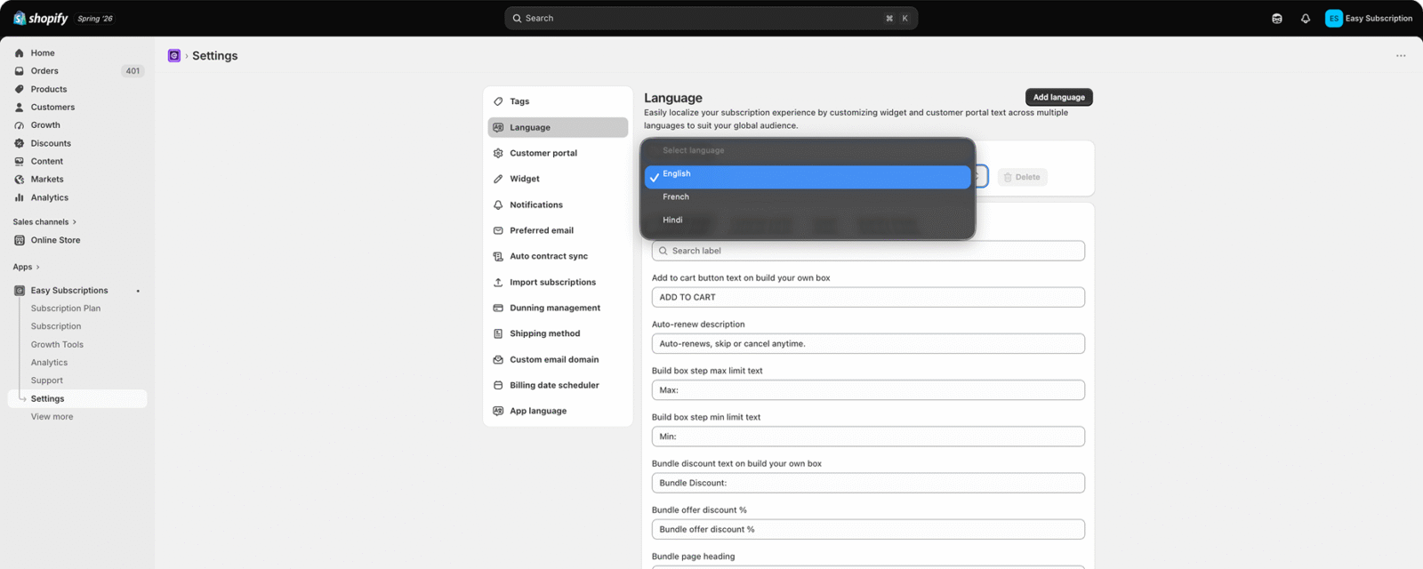 Dunning management Shopify