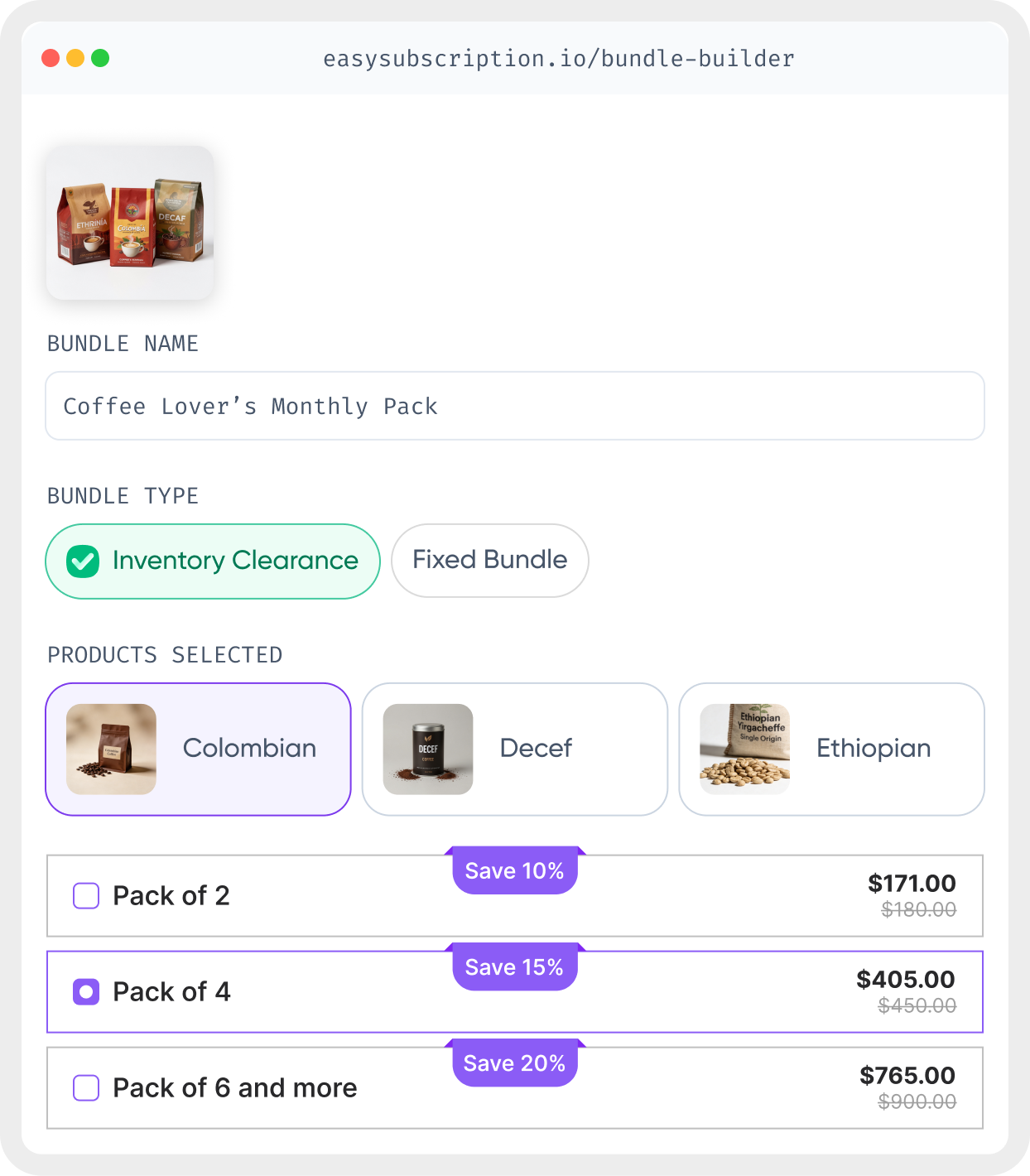 Bundle dashboard