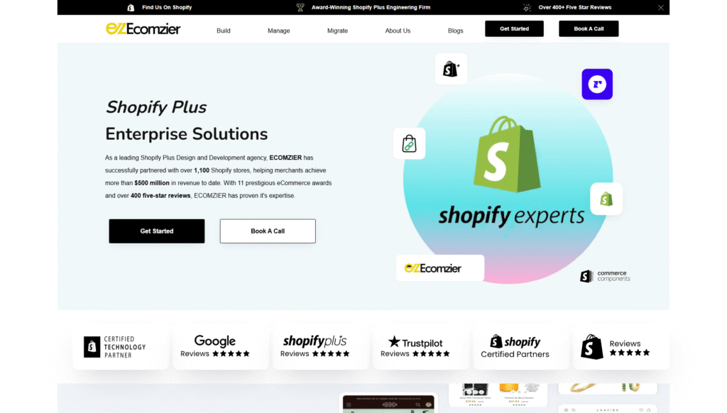 Ecomzier: Best for Shopify Plus Migration and Technical Support